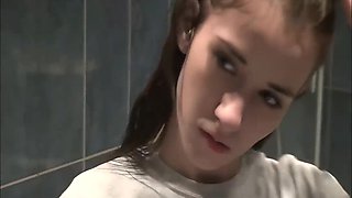 Teenage Lesley with Smallish bumpers Bathroom Bare