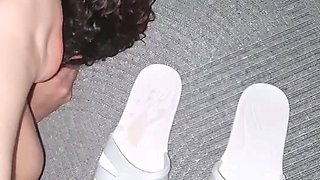 My Cuckold Slave Cum on My Slipper