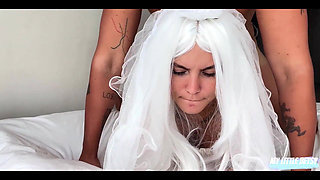 Runaway Bride Gets Fucked Doggystyle and Gets a Juicy Load of Cum in Her Mouth
