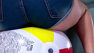 Beach Ball Pressure Play Barefoot Squeeze, Cameltoe & Thigh Crushing