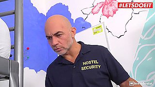 Lustful Hostel: Noisy Russian Teen 18+ With Huge Boobs Fucks The Security Guard