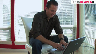 Hot girl gets a foot cumshot after riding a hard cock