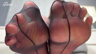 Worship My Fragrant, Moist, Warm, Silky Feet! - Pantyhose Domination with Foot Worship and Jerk off with Miss Adrastea