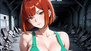 Redhead Anime Girl Fucked Hard in Ruined Factory - Dripping Cum All Over Her Big Ass