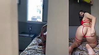 Stepmom Caught Masturbating on Video Call by Stepson - Anal Creampie & Sloppy Blowjob