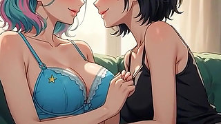 AI Generated Cartoon content, Uncensored video of 18 Year old Anime Girl, Kissing Orgasm of Mature Women