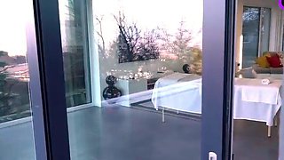 Busty towheaded gets deep anal from delivery boy