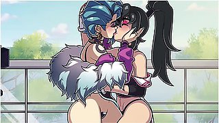 Lesbian Kissing And Strapon Hentai Cartoon