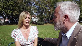 Summer's juicy melons in John's face as he pleases her big phony boobies