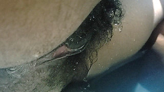 Hot Wife Big Pussy Standing up on Water, Homemade Sex & Hairy Pussy Close up Carrying