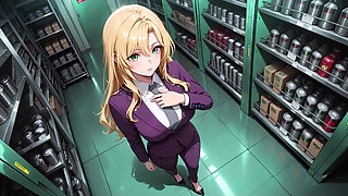 Blonde Boss in Purple Suit! Office Train Private Moments. She's Multitasking with Files While Secretly Adjusting Her Skirt...