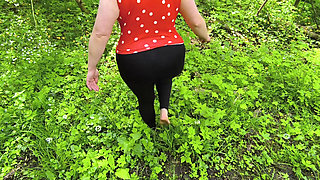 Naked Walking and Slapping Her Tits