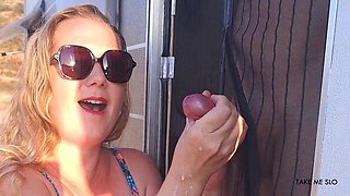 Blonde Ana Slos Public Outdoor Handjob Vacation