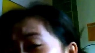 Asian College Girl Gives a Blowjob and Swallows