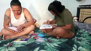 We catch up on studies and end up fucking