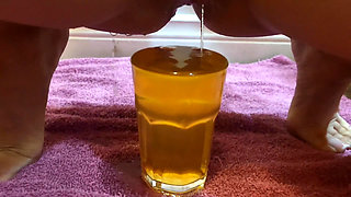 Extreme Piss Desperation Desperate Pee Filling and Overflowing Cup with My Piss