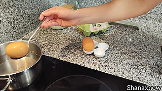 The Hottest Boiled Eggs Full Naked Eating Legs Open for You