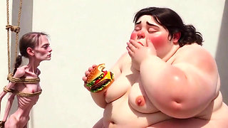 Intense Feeding Session - SSBBW Humiliates and Fattens Thin Girl