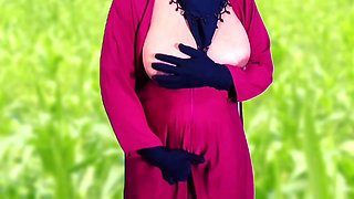 Beautiful Muslim Amina Bhabhi wearing burqa and hijab has sex inside the house