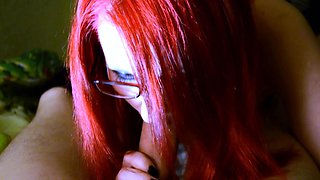 Big cock brunette MILF sucks a big cock POV