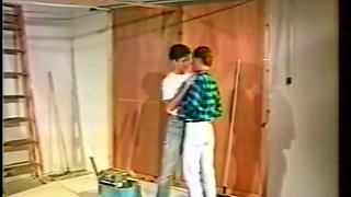 Hung gay dudes blow each other, then one ass fucks the other hard on the job