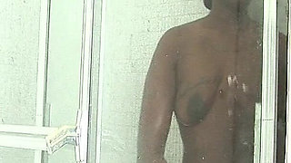 Ebony Ass Stretched Wide by Fist in Shower