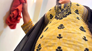 My Beautiful Big Ass & Big Tits Hot Roommate Without Pant Wearing Hijab Kamiz Panty & Clean Our Room