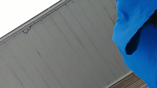 Leave my cell phone recording my stepmom while cleaning the sidewalk in public.