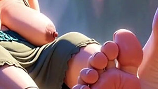 Giantess 90 Year Old Granny Gets Her Massive Feet Licked by Slave