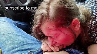 Stepsister Gives Stepbrother His First Blowjob in the Car POV