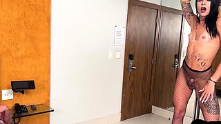 Inked trans get rimjob and blowjob by BF