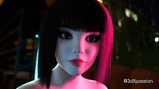 Nexus 3 Neon dreams. Cyberpunk sex with busty brunette. Extreme deepthroat