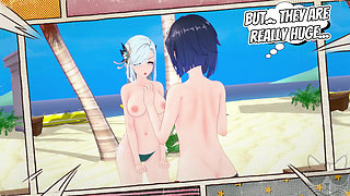 Yelan x Shenhe at the beach (genshin impact) P1 STORY