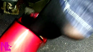Pedal Pumping and Relaxing My Hosed Feet in Red Pattent Flats