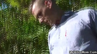 Wife caught her busty old mother riding his cock