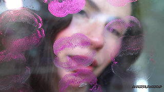Melting Purple Metal Lips: Shiny Kisses & Messy Spit Play