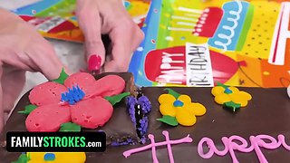 Little eighteen years old beauty pounds sales agent under step-mother and stepdad's guidance