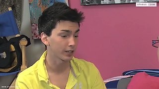 Two Twinks Share A Fiery Passionate Kiss