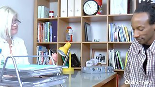 Chubby Blonde Granny Nurse Examines BBC Patient