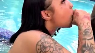 Sensuous ebony babe services big black cock with her mouth