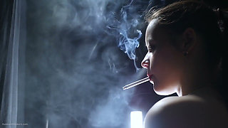 A Little Bit Naked Smoking Girl