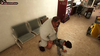 Public Hallway Sex - Fat Man & Cleaner
