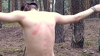 Naughty Boy Gets Punished with Nettles in the Middle of a Forest!