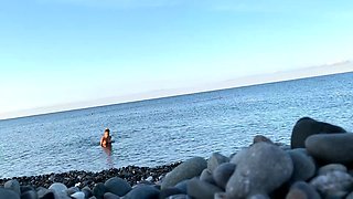 Monika Fox Swims Naked In Sea