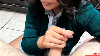 Teen Latina Babe Gives a Quick Blowjob Before School