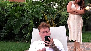 Stepmom catches stepson wanking, helps him out - nasty