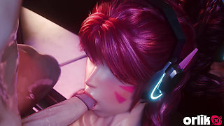 D.va Washroom Gangbang - Shared with Two Guys Overwatch 3D Animation