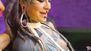 Dual spandex sluts stretch each other broad with steel dildo – a2p to gaping