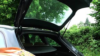 German redhead teen masturbates outdoors for pocket money