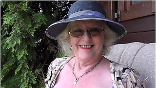 Judys - 66yo Hairy Mature Gilf Mrs. Claire Sucks Your Cock In The Garden (pov) - Aunt Judys